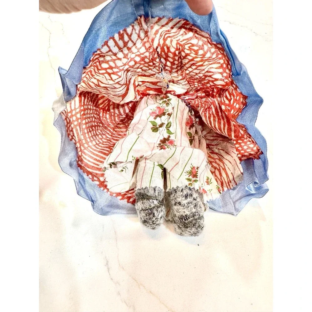 Vintage Handmade Cloth Folk Doll Traditional Slavic Costume Hand Painted 11 Inch